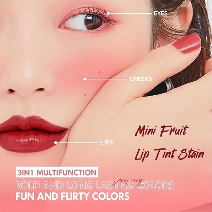6 Colors Water Based Lip Stain Set，Dyeing Lip Liquid Lip Glaze，Multi-use Korean Moisturizing Velvet Mini Lip Glaze，Vivid Color Lip Stain with Weightless Long lasting Non-Stick Cup Waterproof
