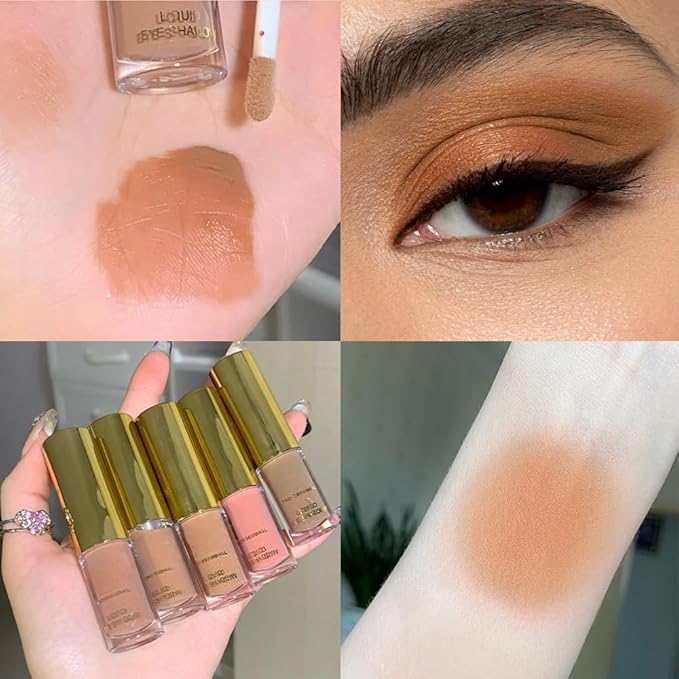 Light Brown Matte Liquid Metallic Eyeshadow, Longwear Eye Shadow Makeup For Older Women, Buildable Highly Matte Eye Shadow Cream in Finishes, Vegan & Cruelty-Free, (02#Light Brown)