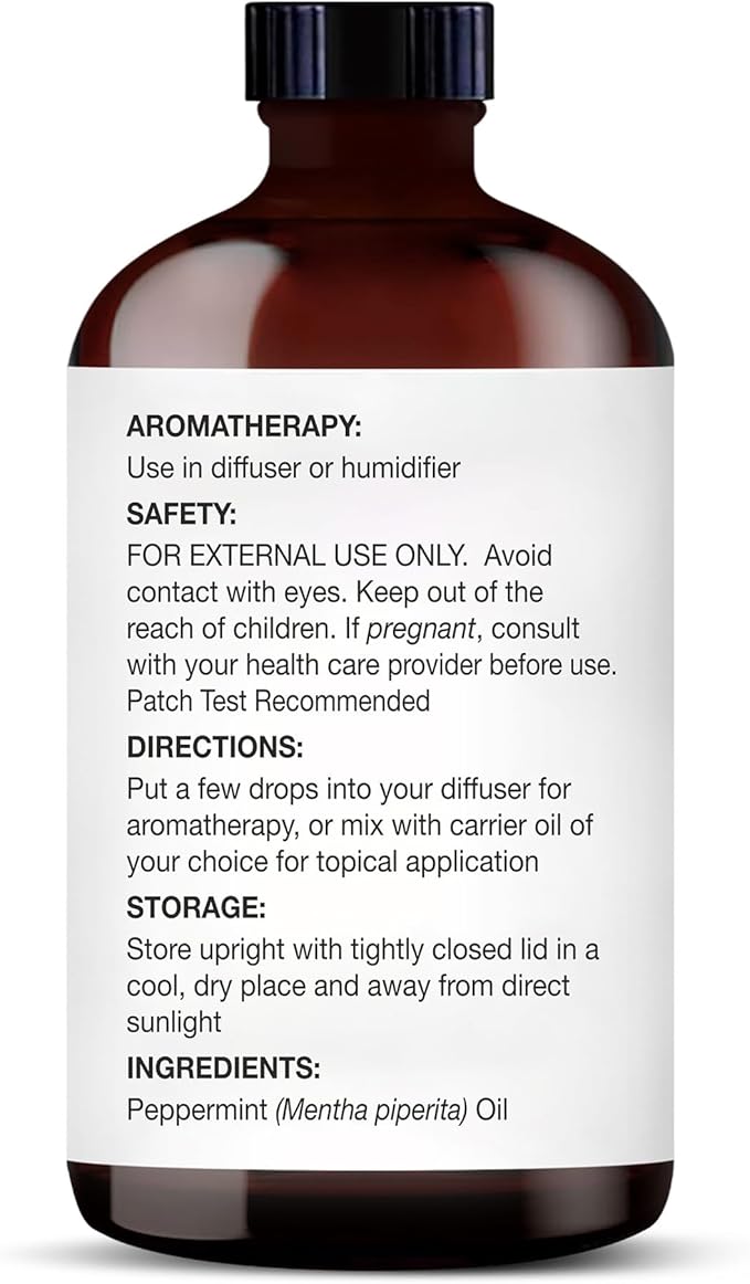 Majestic Pure Essential Oil with Glass Dropper - 100% Pure and Natural - Essential Oils for Diffuser, Aromatherapy, Soap and Candle Making, Peppermint Essential Oil, Peppermint Oil, 4 Fl Oz