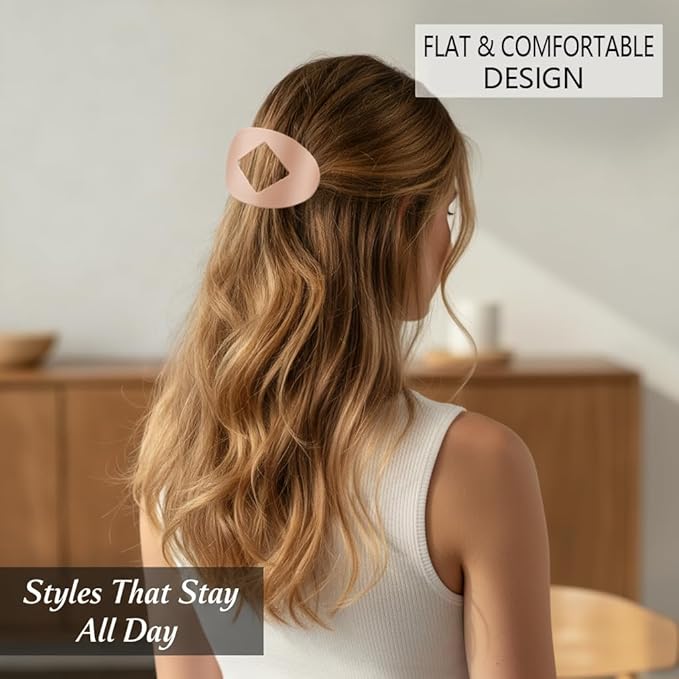 Hair Clips for Women Girls - 12 Pcs 3 Styles Plastic Hair Accessories, Strong Hold Lay Down Matte Flat Claw Clips for Thick Thin Hair Daily Styling