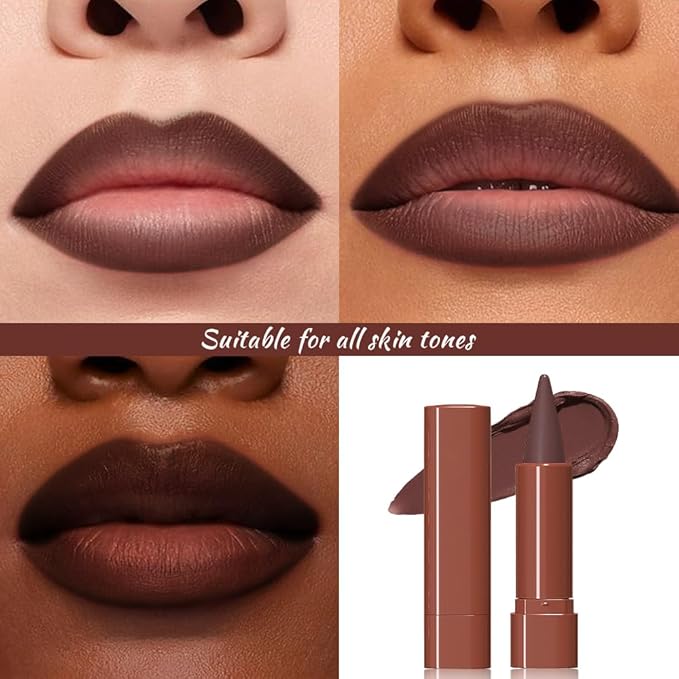 JUAAZIN Maroon Gradient Matte Lip Liner Pencil Crayon for Women - Waterproof Smudge-Proof Kissproof Long-Wear Lip Pencil, Flawless Contour Ombre Effect Lip Crayon, Creamy Pigmented Lip Liner 05#