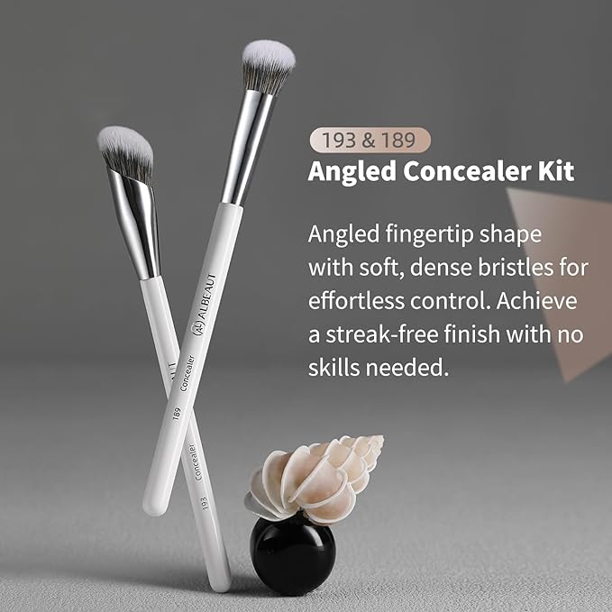 Albeaut Concealer Makeup Brushes Set, Angled Under Eye Brightening Brushes for Liquid, Cream, Stick Concealer Foundation Nose Contour Eyeshadow Blending (189193)