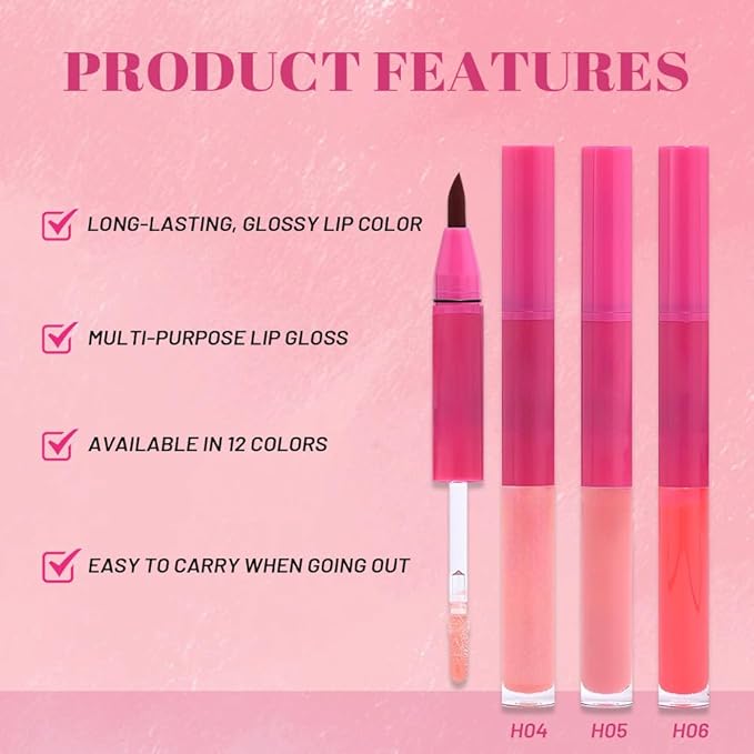 evpct ‌3Pcs Matte Liquid Lipstick Marker Pen Lip Liner Combo Set with Lip Oil, Antique Rose Ruby Bright Red 2in1 Lipgloss Tint Lipstick Long Lasting Waterproof for Women, Longwear Lips Stain 24 hours