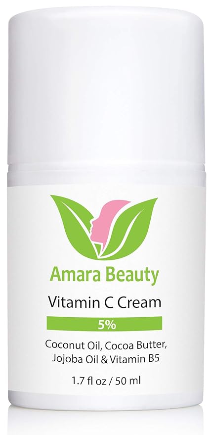Amara Beauty Vitamin C Cream for Face with Coconut Oil, Cocoa Butter & Jojoba Oil, 1.7 fl. oz.