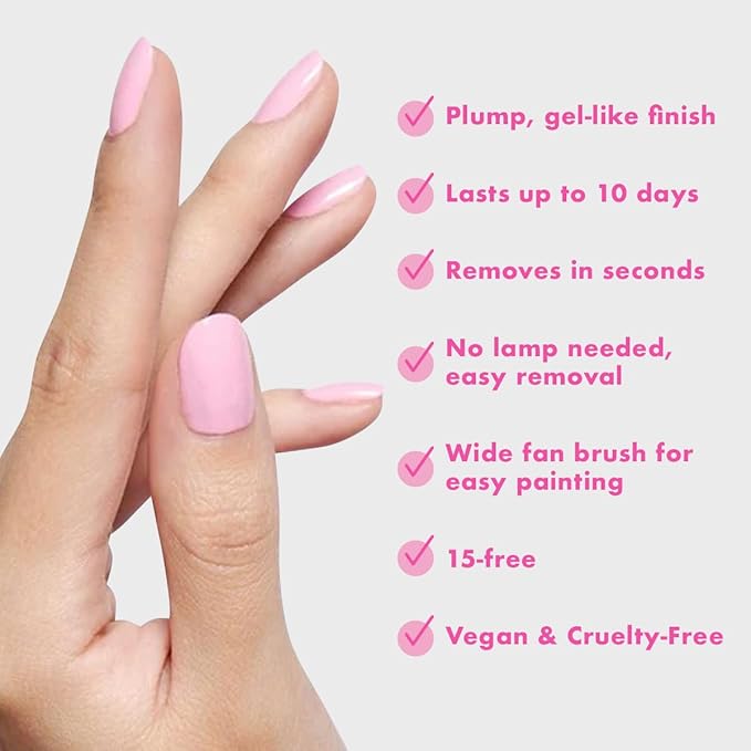 Olive & June Long Lasting Nail Polish | Valentine's Day | Plump, Gel-Like Finish No Lamp Needed | Lasts up to 10 days | Salon-Quality 15-Free, Vegan & Cruelty-Free Chip-Resistant | SE Bubbly Pink