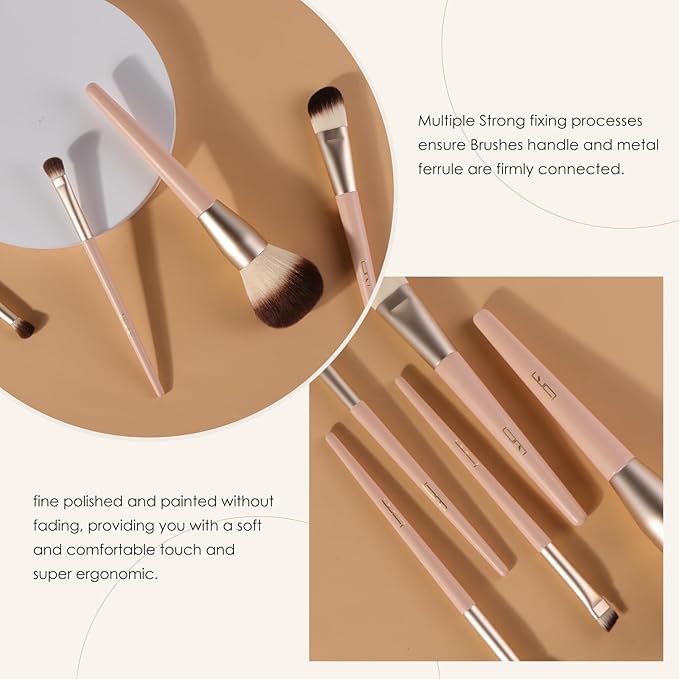 Brush Master Professional Face Makeup & Foundation Brush Set 5Pcs, Premium Base Brush Kit For Face, Foundation Brush Blush Brush Blurring Angled Liner Crease Brush