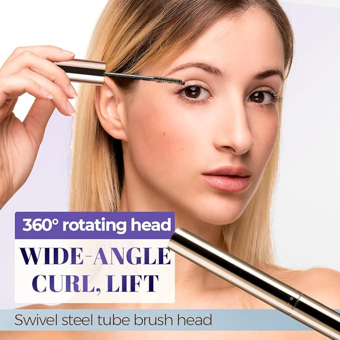Waterproof Mascara Black, Upgrade 3D Quick Drying Curling Iron Wand Mascara, 2026 New Lengthening Tubing Mascara No Clumping, Curling Luxe Mascaras for Valentine's Day Gifts (Brown)