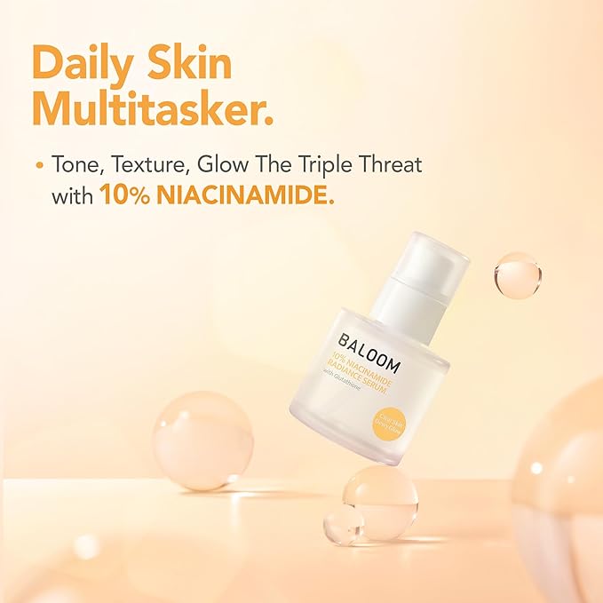 BALOOM 10% Niacinamide Dark Spot Remover For Face – Korean Skin Care for Uneven Tone, Discoloration & Pore Minimizing – Brightening Glutathione Face Serum for Hydration & Glass Skin – 1.69 fl oz