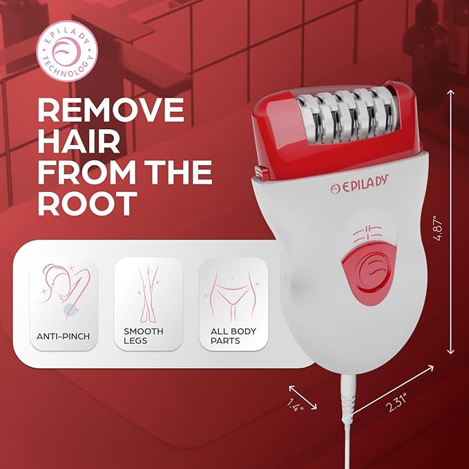 Epilady Speed Corded Epilator for Women – Dual-Speed 40-Disc Root Hair Removal Device for Legs, Underarms and Bikini Area Compact Waterproof Anti-Pinch Design for Smooth Long-Lasting Results