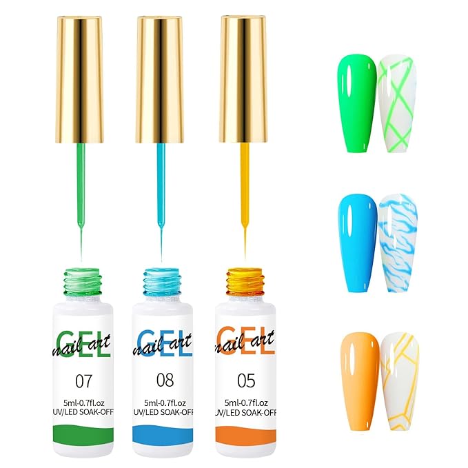 Professional Nail Liner Gel Polish Color Developing Adhesive, Quick Drying And Bright Color Painting Adhesive For Natural Nails, Fake Nail Tips For Home DIY