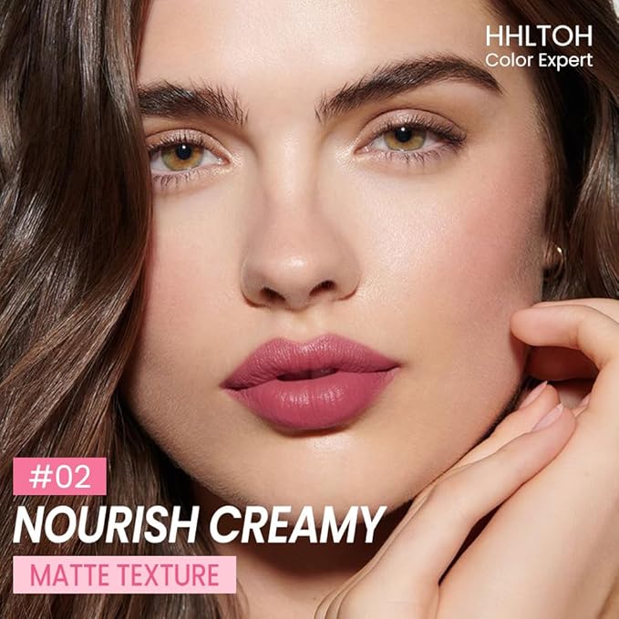 HHLTOH Honey Lipstick Tinted Lip Balm - Matte Tint Cream Lipsticks for All Skin Tones, Hydrating Lip Stain, Can be Buildable Blendable Nourishing Moisturizing Suitable for Women to Every Day Makeup 02