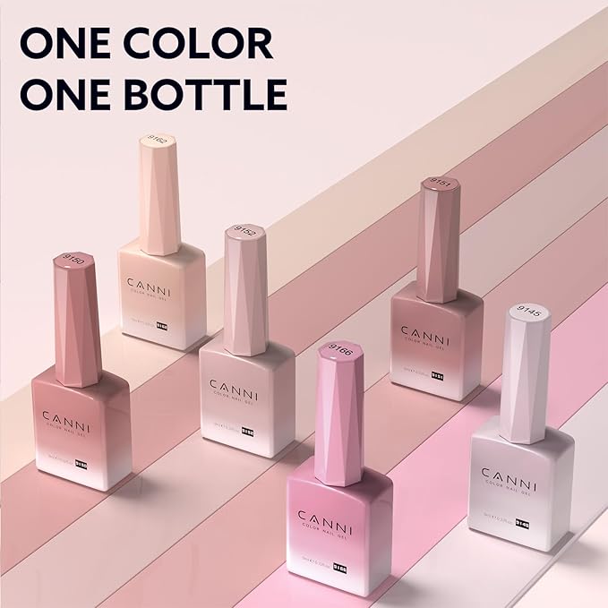 CANNI Jelly Nude Pink Gel Nail Polish, 1Pcs Milky Light Pink Gel Polish Sheer Clear Light Pink Translucent Color Soak Off U V Nail Manicure Salon DIY