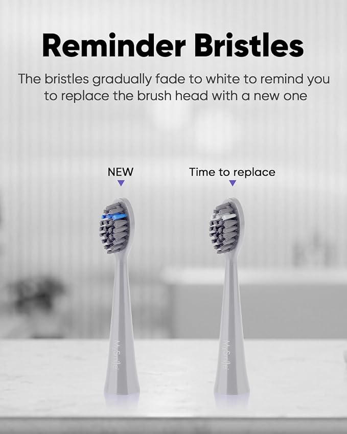 MySmile DY156 Electric Toothbrush for Adults, Rechargeable Sonic Battery Toothbrush Portable with 3 Brush Heads, 2 Mins 5 Modes Smart Timer, 45000VPM, One Charge for 60 Days – Gray