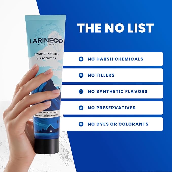 Larineco Nano Hydroxyapatite Toothpaste – Sulfate Free Remineralizing Toothpaste – Enamel Care, Gentle Whitening, Sensitive Teeth – 4oz