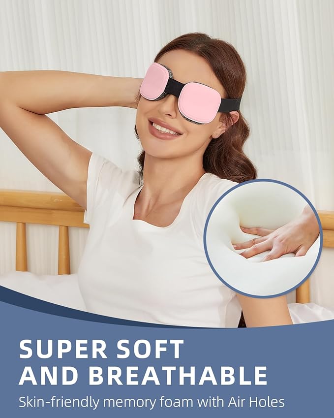 Fismool Sleep Eye Mask for Men Women, 3D Zero Intraocular Pressure Design,100% Light Blocking Sleeping,Suitable for Sleeping Mask, Exquisite Travel Storage Box（Pink）