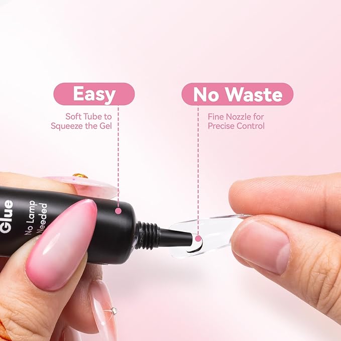 Makartt Hema-Free Semi Solid Nail Glue, New Super Strong Nail Glue for Press On Nails, No UV/Led Lamp Needed, Air-Dry 20s, Fake Tips Adhesion, Upgraded Nail Glues DIY Home Salon Manicure 10ml