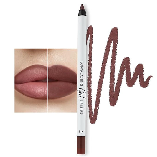 Matte Gel Lip Liner Pencil | Weightless & CreamyTexture - Sharpenable - Longwear & Waterproof - High Pigmented & Flawless Finish - Cruelty-free & Paraben-Free - 412, 1,7g/0.05oz. (Spicy Nude)
