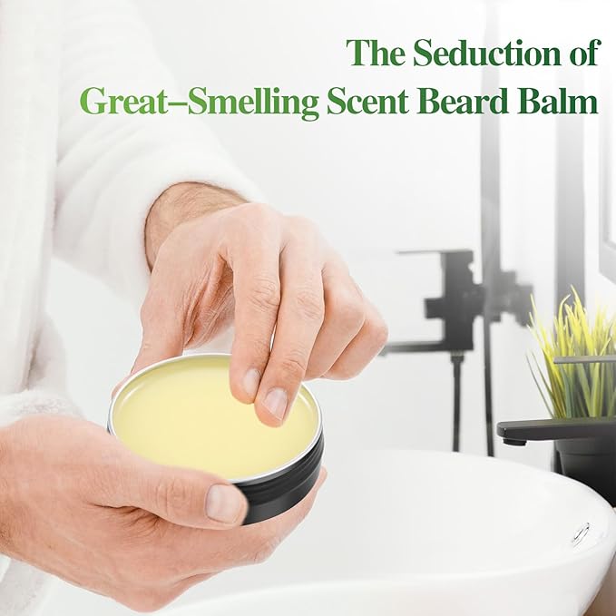 Beard Balm, 5% Concentration Biotin Beard Balm for Men (2 oz) - Natural Mens Beard Oil with Castor Oil，Argan Oil, Jojoba Oil and Vitamin,Thickening for Beard，Beard Growth Softener