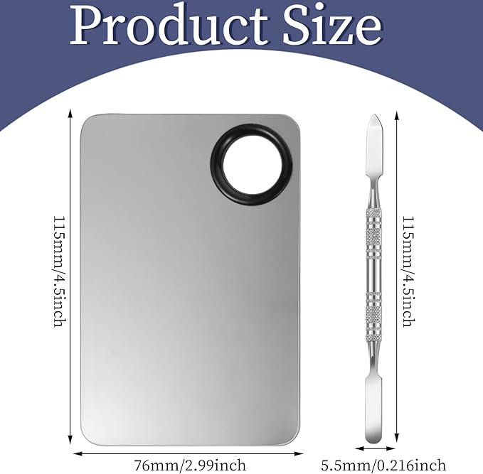 4 in 2 Set Makeup Mixing Palette, Stainless Mixing
