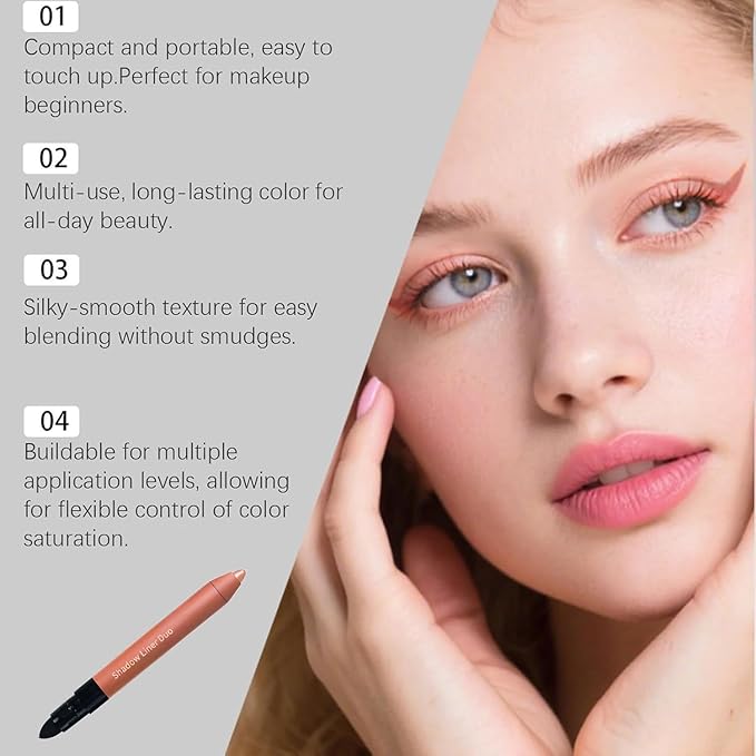 Eyeshadow Stick,2-in-1 Eyeliner & Eye Shadow Stick, Easily Blendable & Buildable, Waterproof, Creamy Easy-Glide, For Effortless Smoky Or Natural Eye Makeup(05+06)