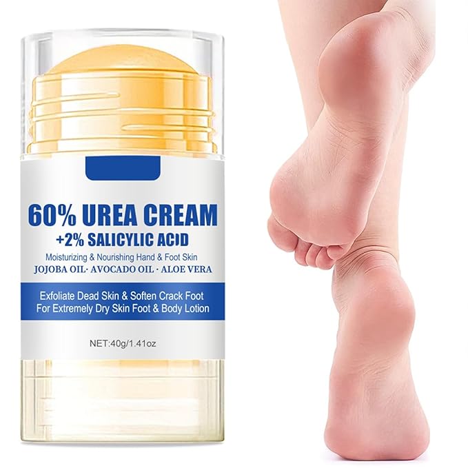 2Pcs Urea 60% Moisturizer and Anti-Cracking Foot Cream,Intensive Repair Dry Cracked Skin,Urea Heel Stick Balm,Hands,Heels,Elbow and Knees,Softens Hydrating Nourish Foot Care for Women and Men