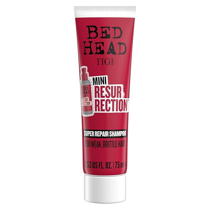Bed Head by TIGI Resurrection Super Repair Shampoo Travel Mini – Repairing shampoo for dry, brittle and damaged hair with added moisture and nourishment, 2.53 fl oz
