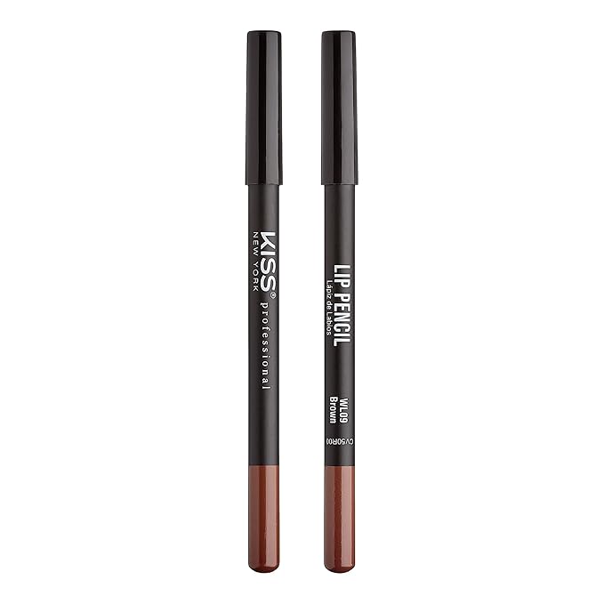 KISS New York Professional Slim Lip Pencil, Creamy Soft Lip Liner, Smooth Long-Lasting Rich Lip Color, Natural Lip Makeup, Water-Resistant Lip Crayon (Brown)