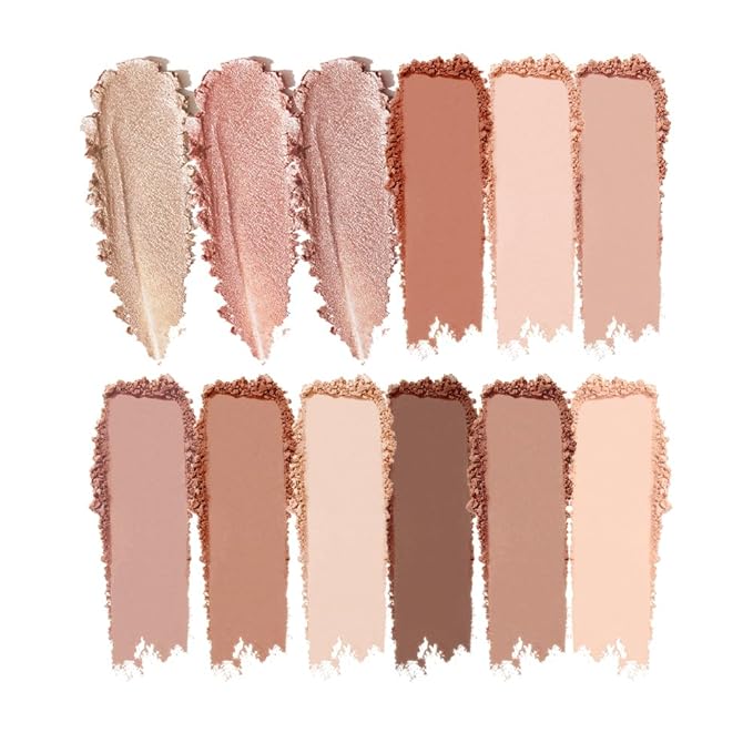 12-Color Neutral Nude Eyeshadow Palette – Matte, Shimmer&Glitter Warm Brown Caramel Shades, High-Pigment, Long-Lasting, Blendable Soft Glam Eye Shadow Makeup Kit for Daily Wear, Beginners&Mature Eyes