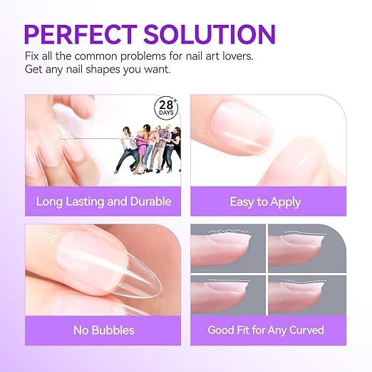 gelike ec 6 in 1 Nail Glue Gel: 2 Pcs Gel Nail Polish for Press on Nails - Nail Glue Strong Easy and Long Last for False Acrylic Tip - Base Coat for Salon Home Polish