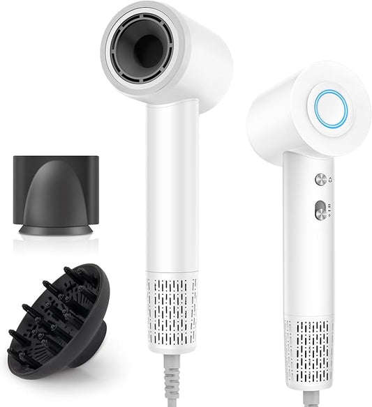 Hair Dryer - Hair Dryer with Diffuser,High Speed Brushless Travel Small Blow Dryer,Low Noise/Compact/Mini Design Hairdryer for Women,Men - No Heat Damage
