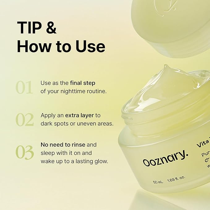 OOZNARY Vita 3 Pudding Cream with Vitamin C, Niacinamide, and Glutathione for Radiant Glow & Extra Hydration | Korean Moisturizer | 1.69 fl.oz 50ml
