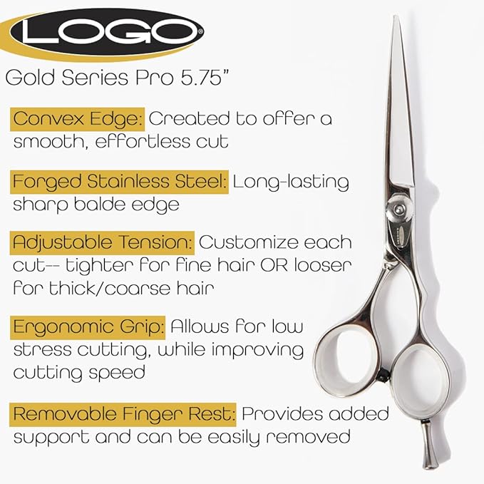 Cricket Logo Gold Series Pro 5.75” Hair Cutting Shear and 30T Thinning Texturizing Scissors Duo Set, Stainless Steel, Convex Edge, Value Set with Hair Dryer Gift