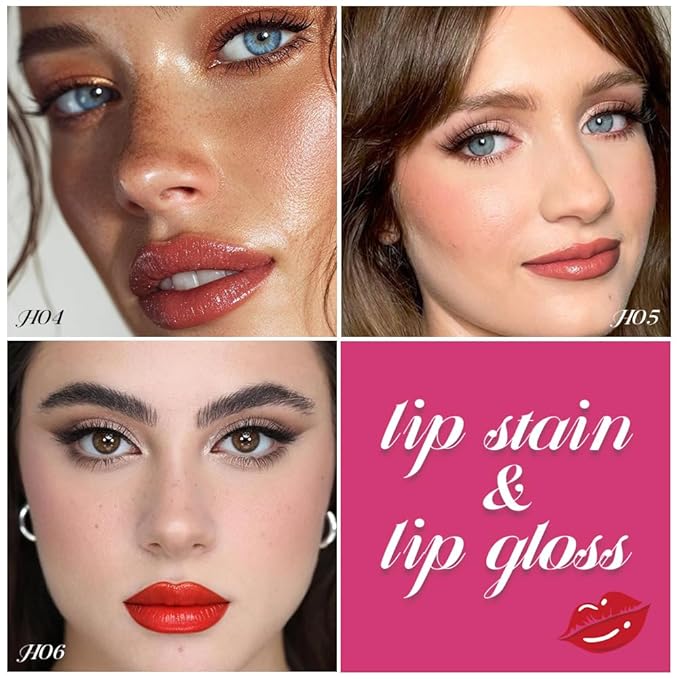 evpct ‌3Pcs Matte Liquid Lipstick Marker Pen Lip Liner Combo Set with Lip Oil, Antique Rose Ruby Bright Red 2in1 Lipgloss Tint Lipstick Long Lasting Waterproof for Women, Longwear Lips Stain 24 hours
