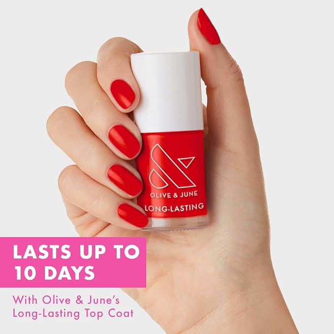 Olive & June Long Lasting Nail Polish | Valentine's Day | Plump, Gel-Like Finish No Lamp Needed | Lasts up to 10 days | Salon-Quality 15-Free, Vegan & Cruelty-Free Chip-Resistant | CV Cherry Red