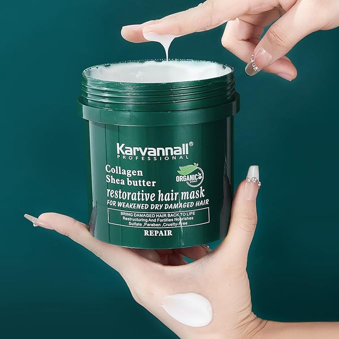 Collagen Shea Butter Restorative Hair Treatment Mask for High Porosity Hair, Ultimate Repair Formula For Dry Damaged and Weak or Hair Breakage, Sulfate-Free, Salon Quality-Home Care,16.9 Fl Oz
