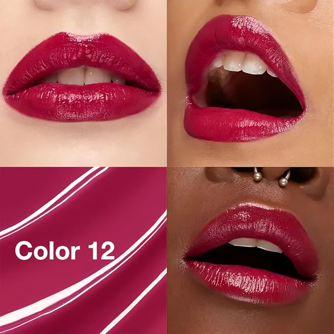 Tinted Lip Balm Moisturizing Lipstick, Red Berry Hydrating Lipstick for Women, 24 Hour Long Lasting Moisturization Lip Gloss Stain Makeup, Lightweight Non Greasy Moisturizer Lips, 12