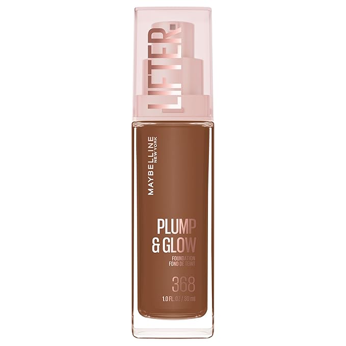 Maybelline Lifter Plump & Glow Foundation, Liquid Foundation with 2% Niacinamide + Hyaluronic Acid, Plumping and Brightening Face Makeup, 368, 1 Count