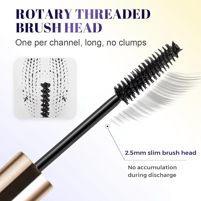 Waterproof Mascara Black, Upgrade 3D Quick Drying Curling Iron Wand Mascara, 2026 New Lengthening Tubing Mascara No Clumping, Curling Luxe Mascaras for Valentine's Day Gifts (Black)