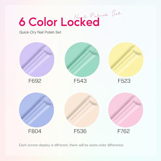 Morovan Nail Polish Set Fingernail: Pastel Macaron Rainbow Nail Polish Kit Regular Air Quick Dry Easter Nail Polish Pack for Women Nail Art Design Easter Gift Holiday Party 0.27oz