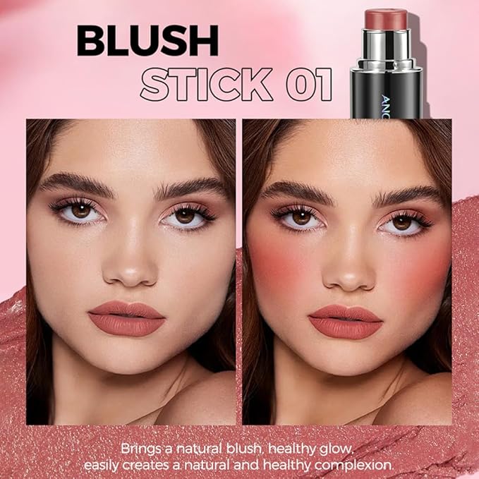 Cream Blush Stick, Multi-use Blush Stick for Cheeks, Eyes, Lips, Matte Finish Long Lasting Non-greasy Face Contour Stick for Older Women, #1 Mature Blush