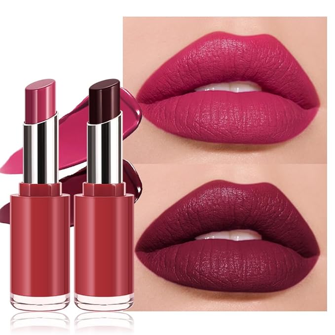 HHLTOH 2Pcs Honey Lipstick Tinted Lip Balm Set - Matte Tint Cream Lipsticks for All Skin Tones,Hydrating Lip Stain,Can be Buildable Nourishing Moisturizing Suitable for Women to Every Day Makeup 05&08