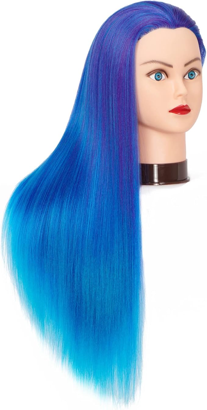 Hairingrid 26"-28" Mannequin Head Hair Styling Training Head Manikin Cosmetology Doll Head Synthetic Fiber Hair and Free Clamp Holder (R71919WD0320)