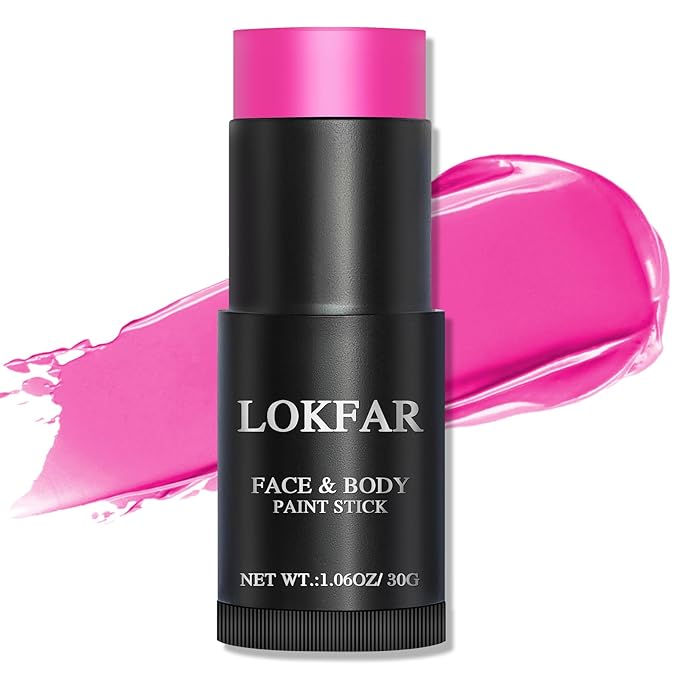 Pink Face Body Paint Stick, Football Baseball Eye Black Stick for Sports, Waterproof Full-Coverage Pink Face Makeup for Halloween Cheshire Cat Stage Cosplay Makeup