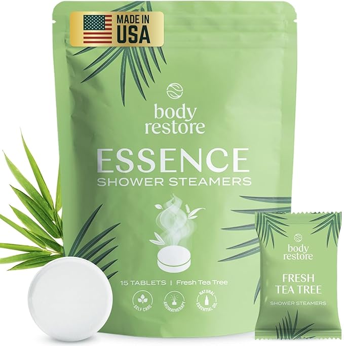 Body Restore Shower Steamers Aromatherapy 15 Pack – Valentines Day Gifts for Her and Him, Birthday Gifts for Women and Men, Relaxation, Stress Relief, Self Care, Bath Bombs – Tea Tree
