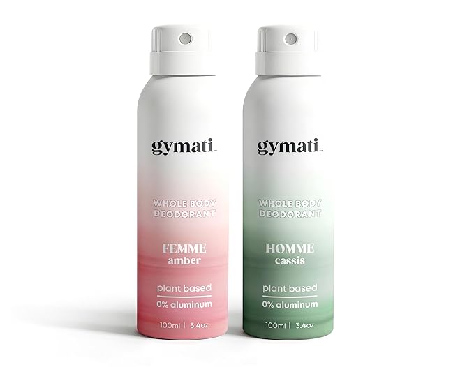 Gymati Natural Deodorant Body Spray Aluminum Free - Men & Women - Pack of 2