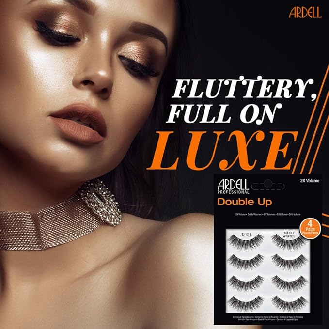 Ardell Double Up Wispies False Eyelashes - Double-Layered for Extra Volume & Dramatic Look, Natural Strip Wispy Lashes, 2 Pack