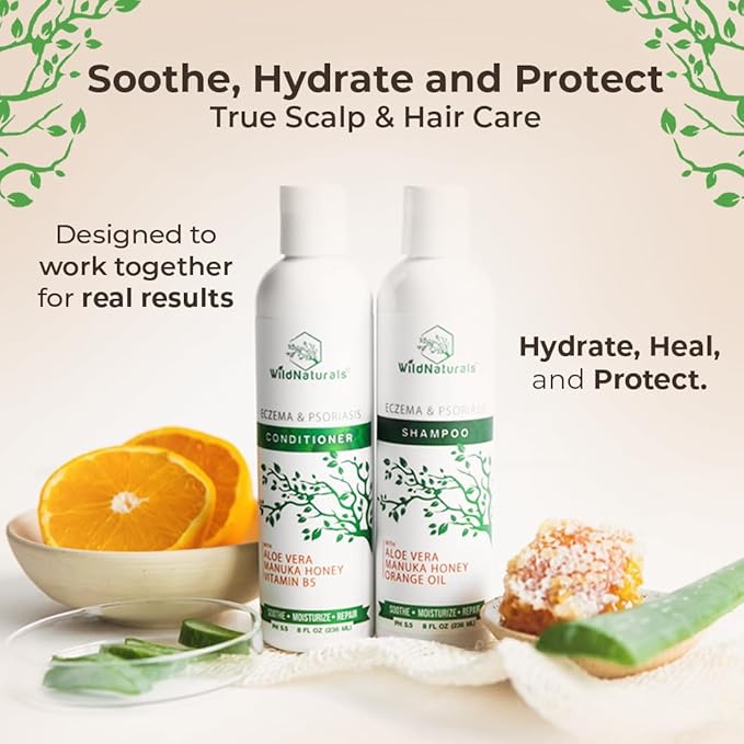 Eczema Psoriasis Anti-Dandruff & Seborrheic Dermatitis Shampoo Set for Dry, Itchy Scalp & Hair Treatment - For Men & Women