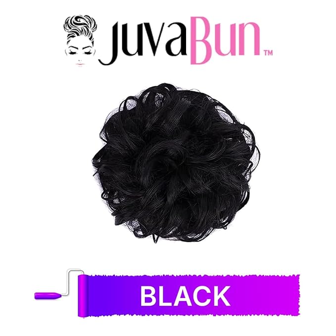 Juvabun Messy Bun 2.0 Hair Piece Black Synthetic Hair Bun Extension for Women Realistic Lightweight Messy Bun Scrunchie for Everyday Hairstyles