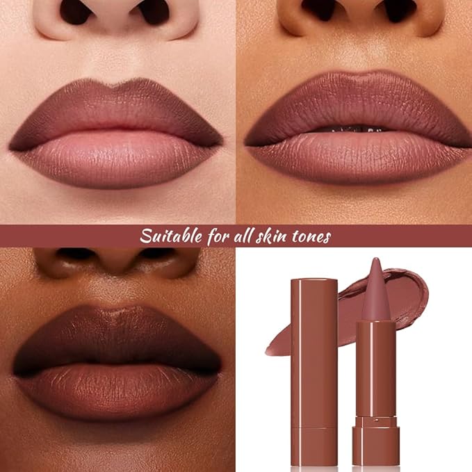 JUAAZIN Reddish Brown Gradient Matte Lip Liner Pencil Crayon for Women - Waterproof Smudge-Proof Kissproof Long-Wear Lip Pencil,Flawless Contour Ombre Effect Lip Crayon,Creamy Pigmented Lip Liner 03#