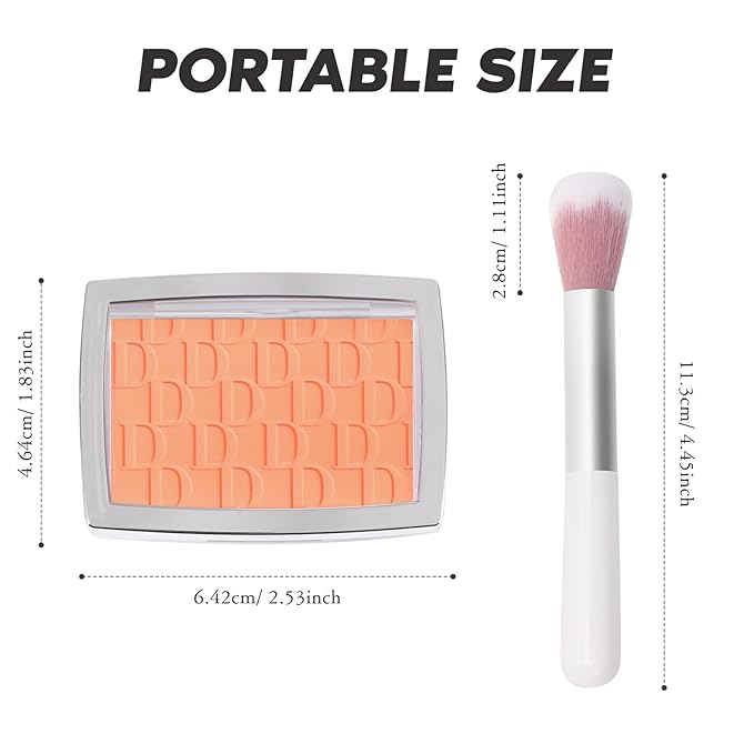 Coral Blush Powder Blush for Cheeks with Brush, Matte Blush Palette Blush Powder Face Blusher, Natural Blendable Formula Silky Lightweight Makeup Blush Rubores de Maquillaje, 004#